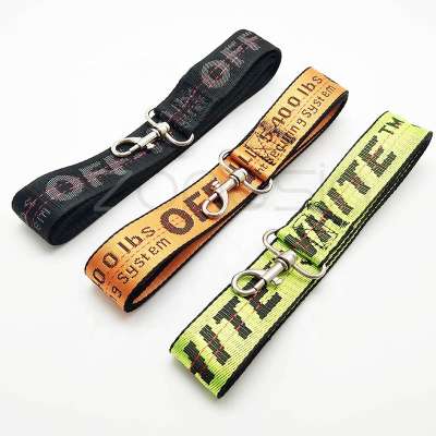 Fashion Offwhite Nylon Dog Leash Custom Jacquard Woven Logo Pet Leash For Walking